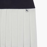KUME  STUDIO Pleated V neck Polo Dress - Navy