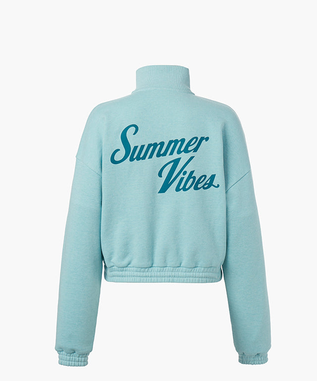 KUME STUDIO Summer Vibes Half Zip-up Sweatshirt - Sky Blue