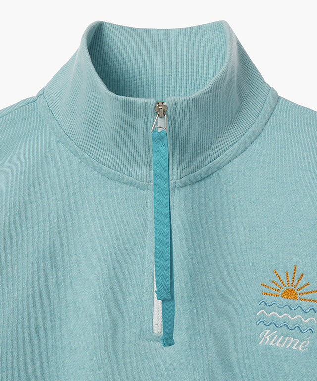 KUME STUDIO Summer Vibes Half Zip-up Sweatshirt - Sky Blue