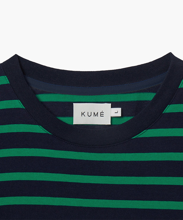 KUME STUDIO Unisex Slow Life Striped T-Shirt - Green