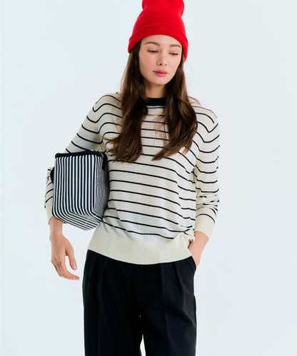 MAGIA Striped Knit Top - Black